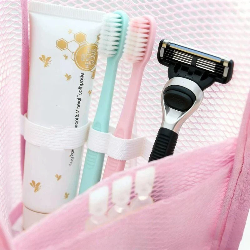Große Kosmetiktasche mit hoher Kapazität, wasserdicht, platzsparend, faltbar, für Reisen, mit Reißverschluss, vertikal stehend. – Detail 9