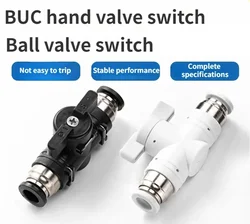 BUC 4mm 6mm 8mm 10mm 12mm Black Pneumatic Push In Quick Joint Connector Hand Valve To Turn Switch Manual Ball Current Limiting
