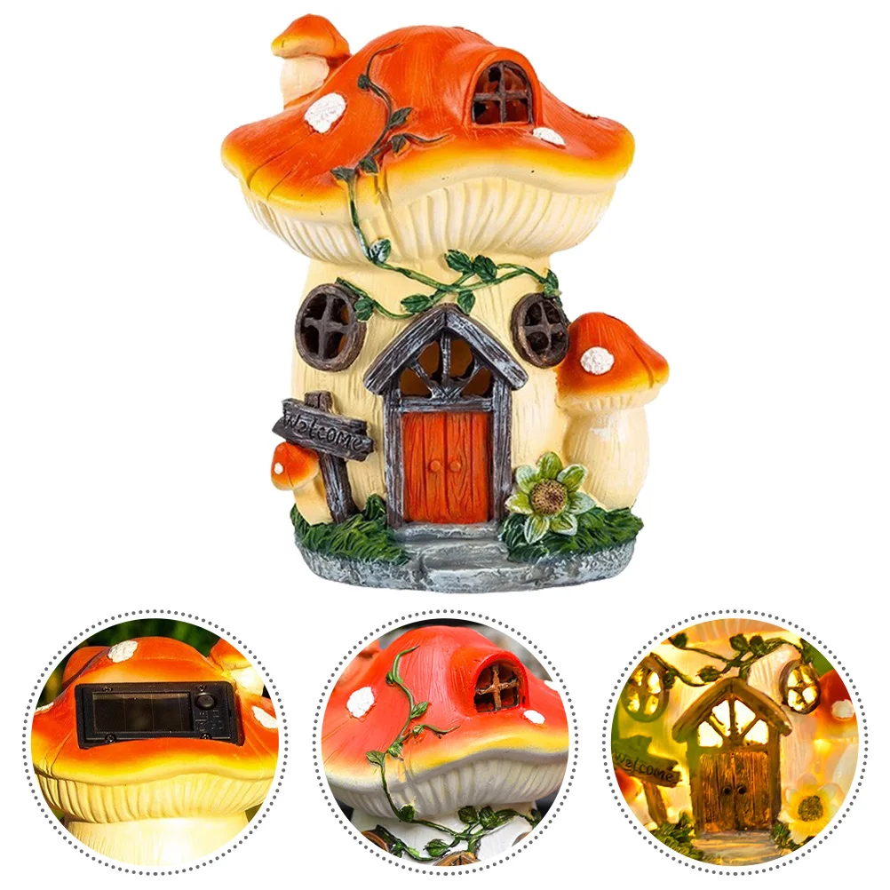 

Mushroom Decoration Garden Ornament Statue Solar Light Lights Resin Lawn Ornaments
