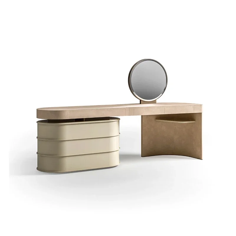 

41Italian light luxury post-modern simple leather art makeup table designer home locker furniture