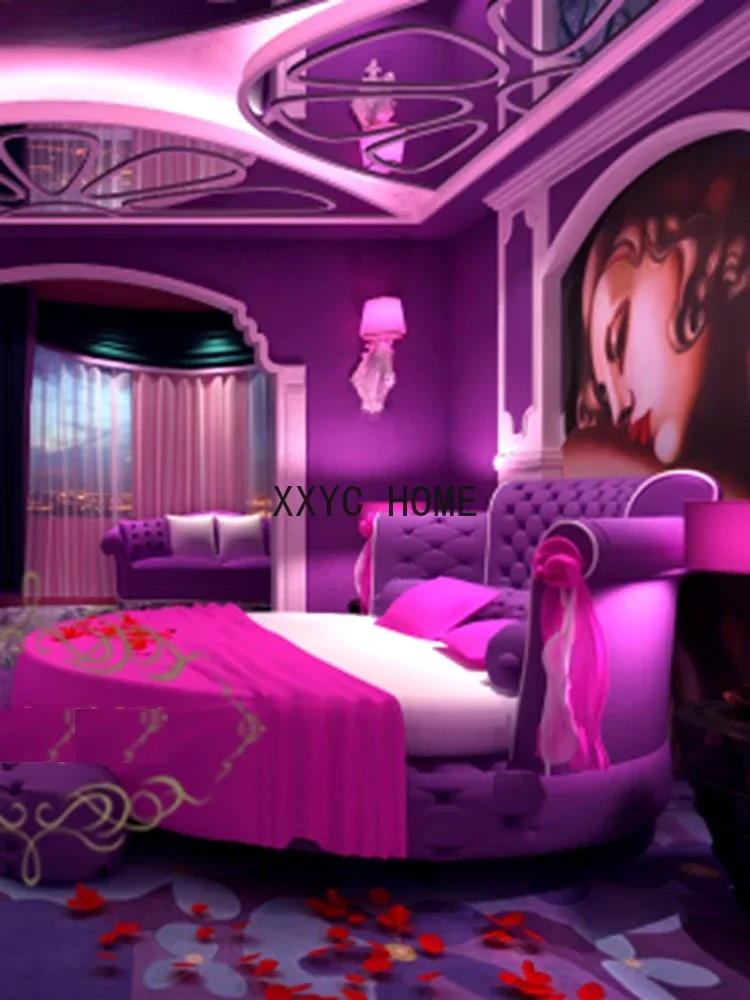 أثاث فندق بوتيك للإفطار، سرير مائي مستدير، سرير كهربائي، سرير مزدوج متعدد الوظائف، موضوع الزوجين