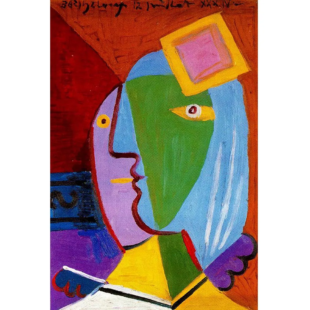 Pablo Picasso oil paintings,Woman with cap,Hand painted  famous painting reproduction,Abstract figure painting,Wall decoration