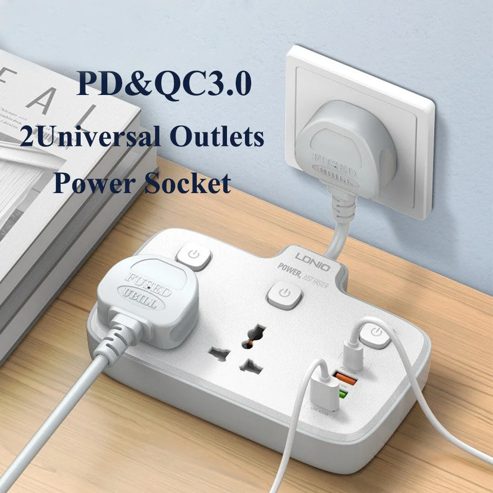 LDNIO Power Strip 4 USB Port Electrical Socket Universal Outlet Home Plug Adapter Surge Protector Multi Outlet Travel Adapter