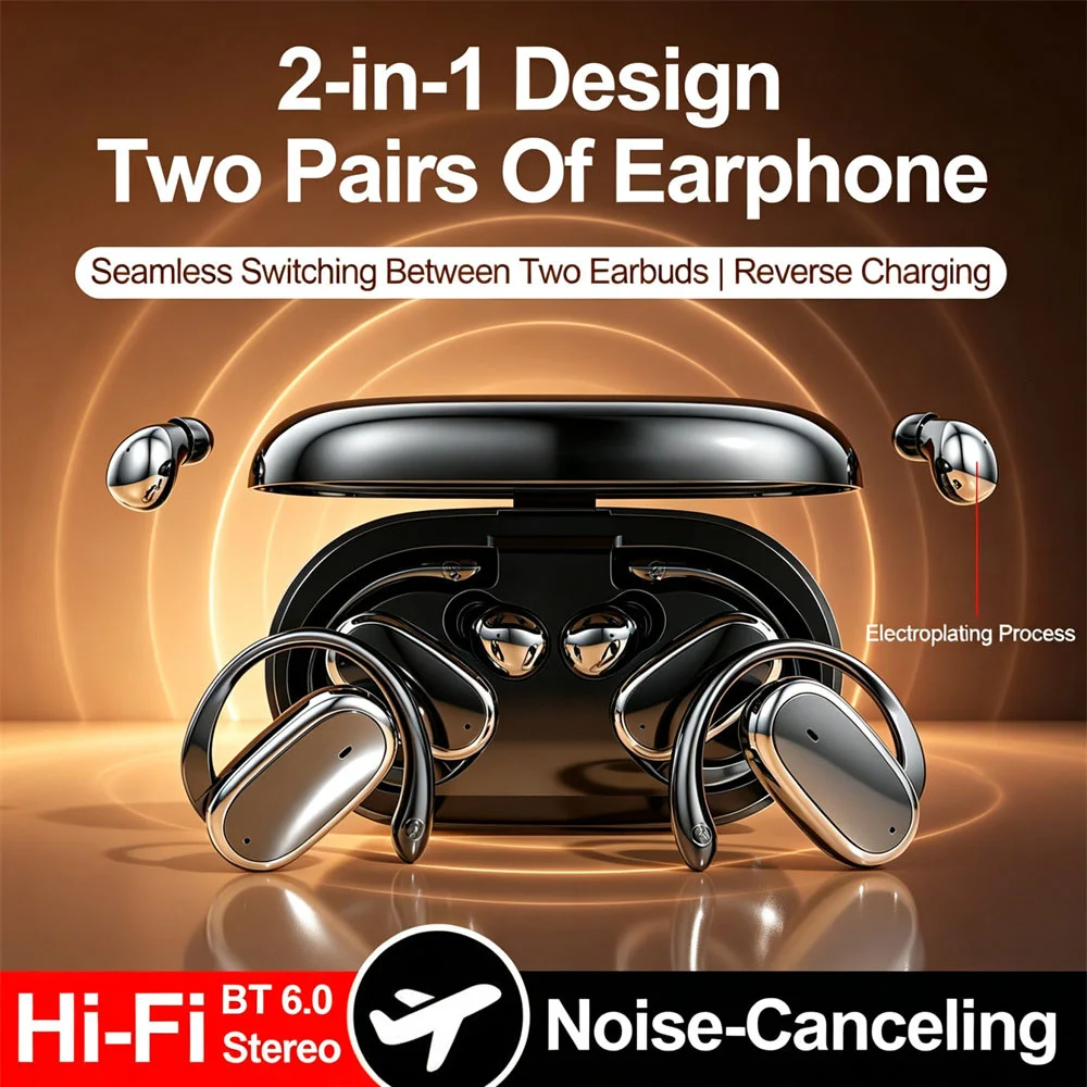 Open True Wireless Bluetooth Noise-Reducing Headphones Ear-Hanging In-ear Running For Men And Women Creative Gifts Dual Headsets