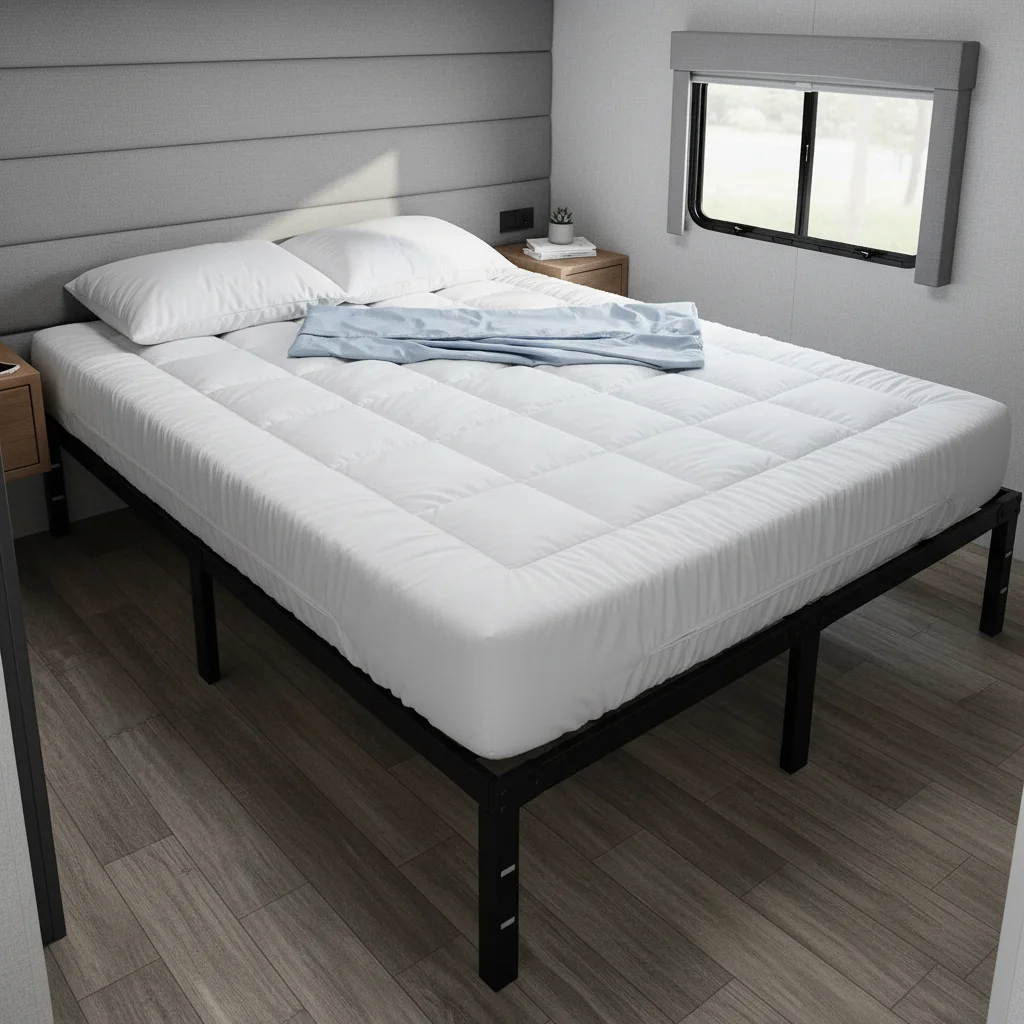 

Сверхмощный металлический каркас кровати размера «king-size», прочная стальная платформа для комфортного сна, подходит для двуспального XL 2-дюймового топпера из пены с эффектом памяти