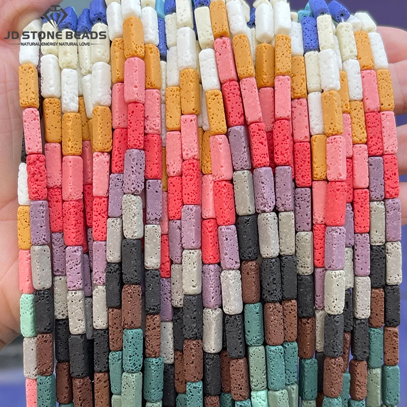 

Natural Volcanic Lava Stone Rectangle Shape Bead Loose Spacer for Jewelry Making DIY Bracelet Necklace Earring Accessories