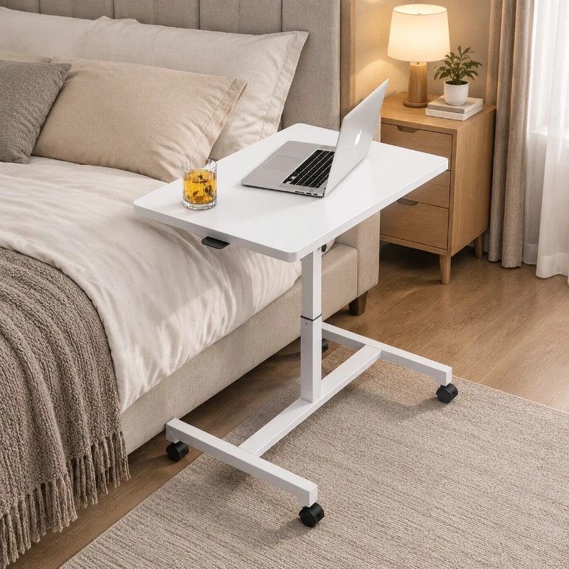 Modern Rolling Cart Overbed Bedside Table Adjustable Height Laptop Desk Medical Home Bed Tray Hospital Bed End Table Furniture