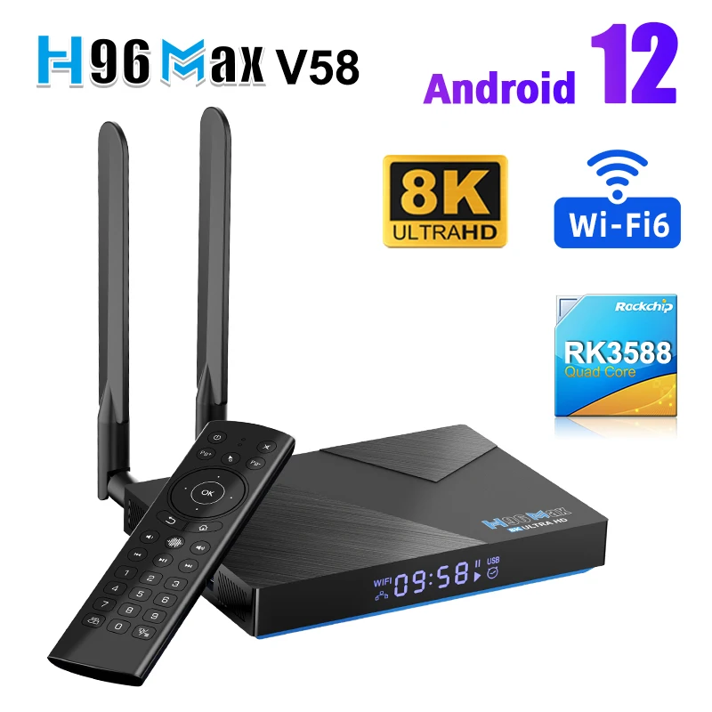 Android 12 TV Box H96 MAX V58 Rockchip RK3588 Octa Core 8GB 64GB 8K Media Player Network Android TV Box