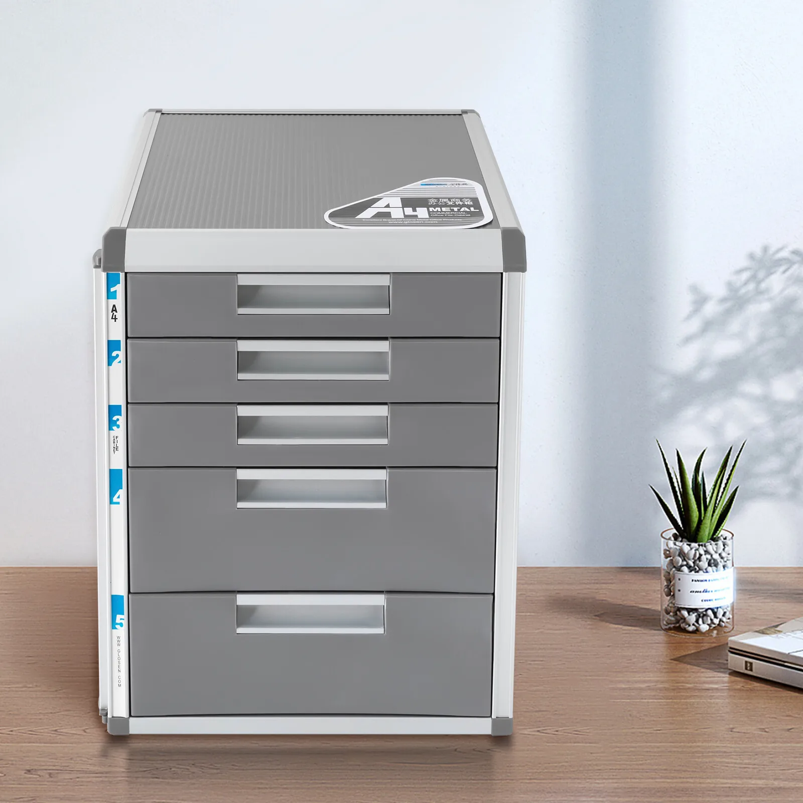 Lockable 5-Drawer File Organizer with Key A4 Document Storage Cabinet for Office Desk Secure Metal File Box for Home School