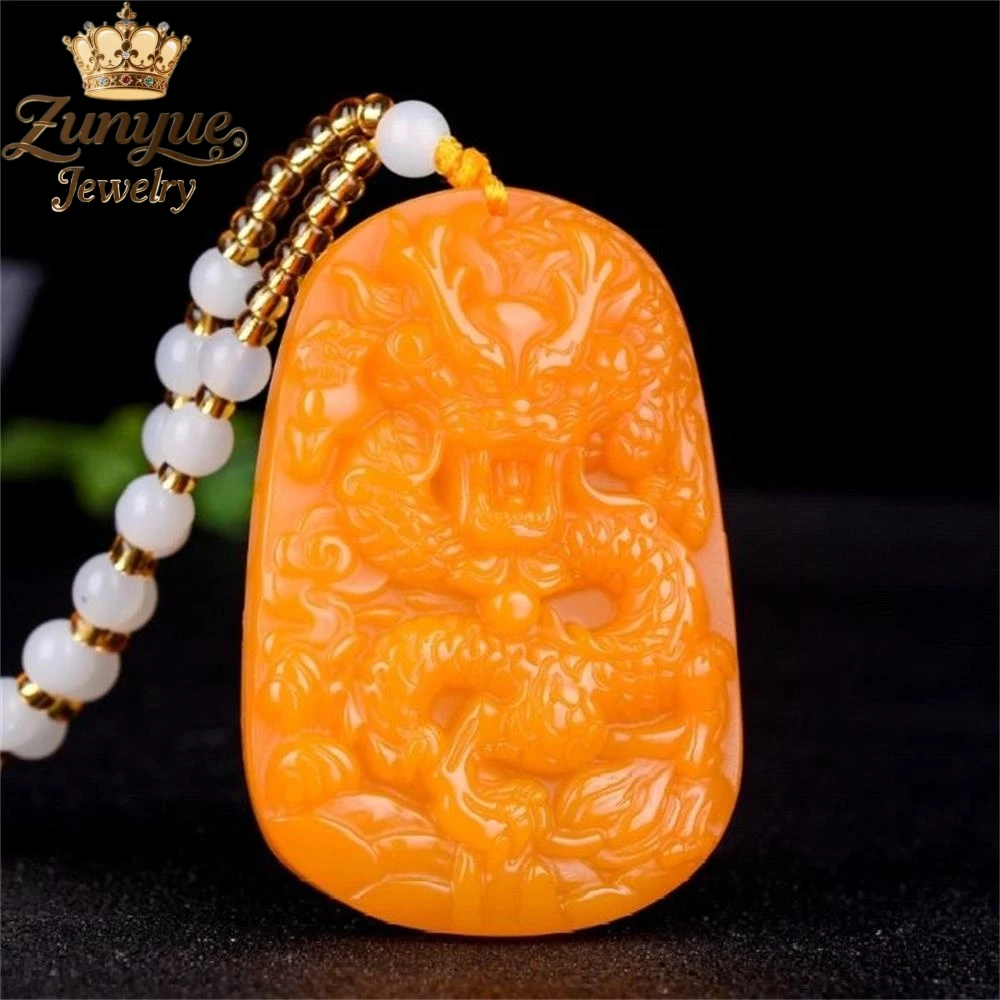 

High-End Hetian Yellow Dragon Jade Dragon-Shaped Pendant Luxury Quality Fashion Fine Jewelry Exquisite Elegant Popular Charms