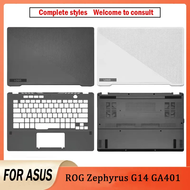 New For ASUS ROG Zephyrus G14 GA401 Laptop Top Case LCD Back Cover Palmrest Lower Bottom Case Palm rest Keyboard Bezel 14.0 Inch