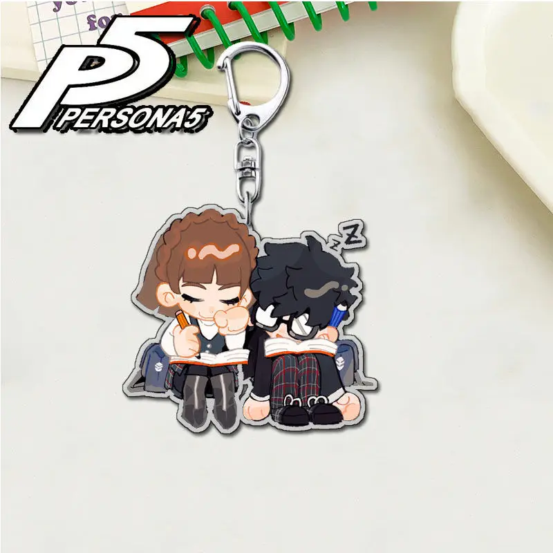 Persona Anime Keychain Women Amamiya Ren Yuuki Makoto Acrylic Key Chain Man Key Ring Cute Accessories Bag Pendant Ornament Gift