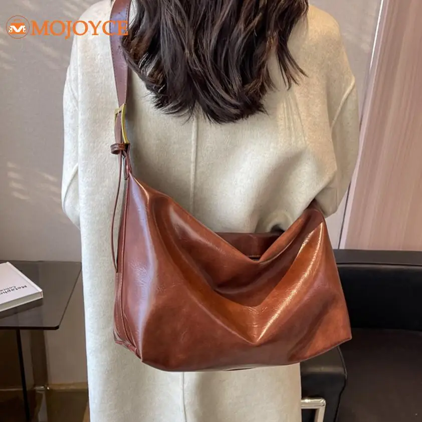 Fashion PU Leather Crossbody Bags Women's Solid Retro Shulder Bag Large Capacity Commuting Bag High Quality Square Messenger Bag