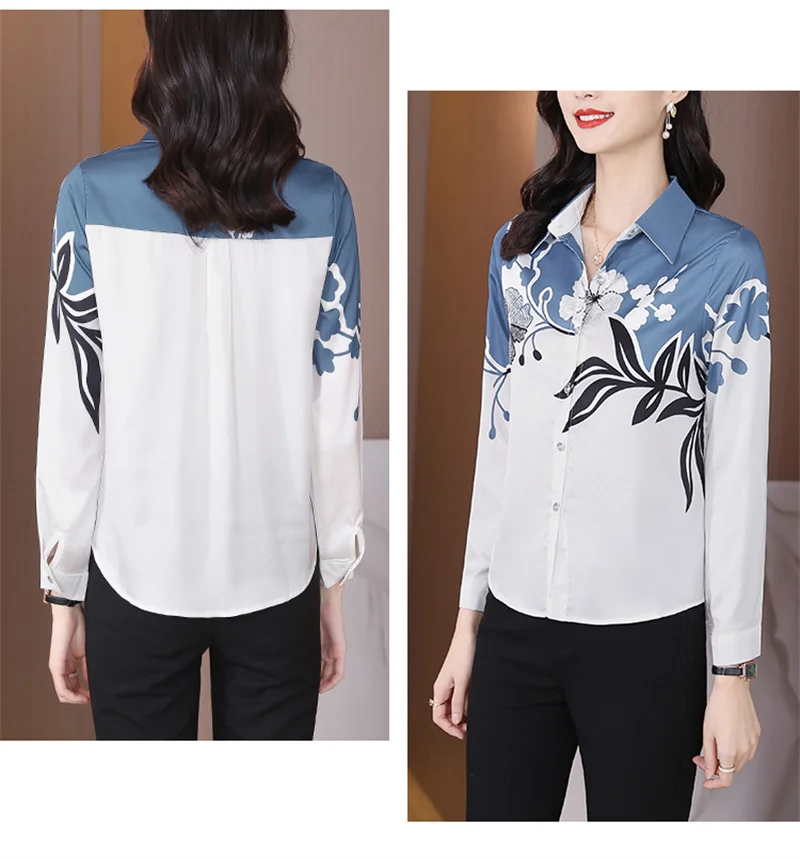 FANIECES Office Lady Turn-down Collar Print Button Shirts Autumn Winter Women Fashion Shirt Slim Single Breasted Blouses 6519