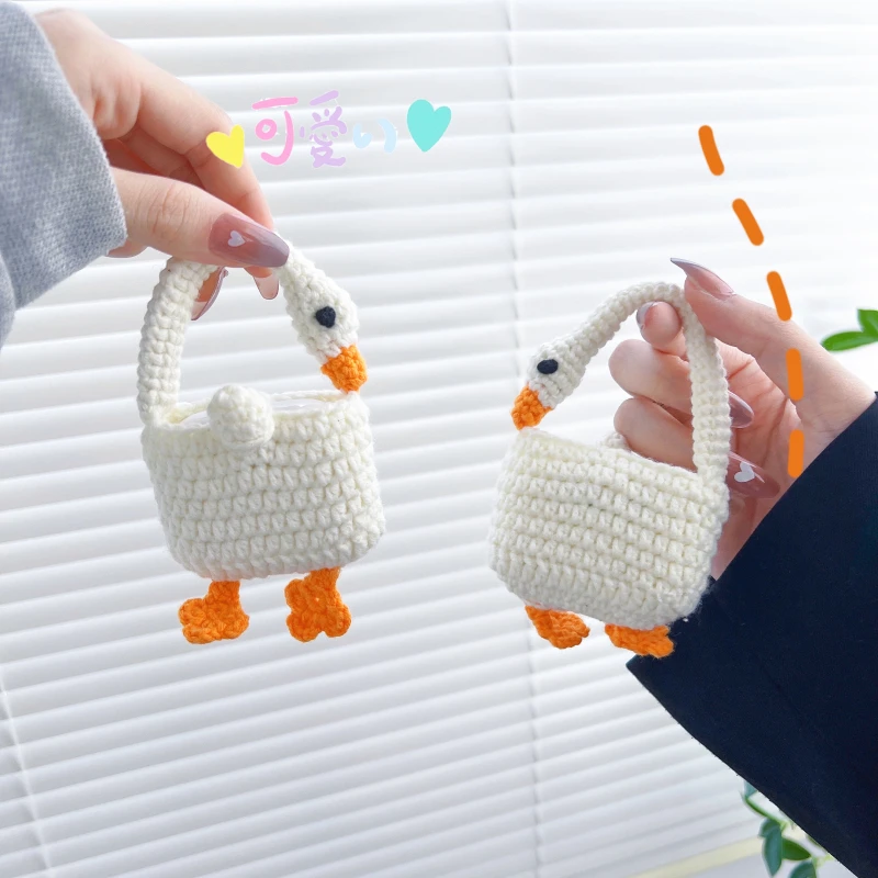 Cute Cartoon Plush Knitting Goose Case for AirPods 1 2 3 Pro Charge Box Soft Wireless Bluetooth Earphone Protect Cover