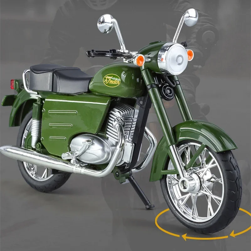 1/10 JAWA 250 Alloy Retro รถจักรยานยนต์รุ่น Diecast Metal Street รถจักรยานยนต์คลาสสิกรุ่นจําลองเสียงและแสงของเล่นเด็กของขวัญ