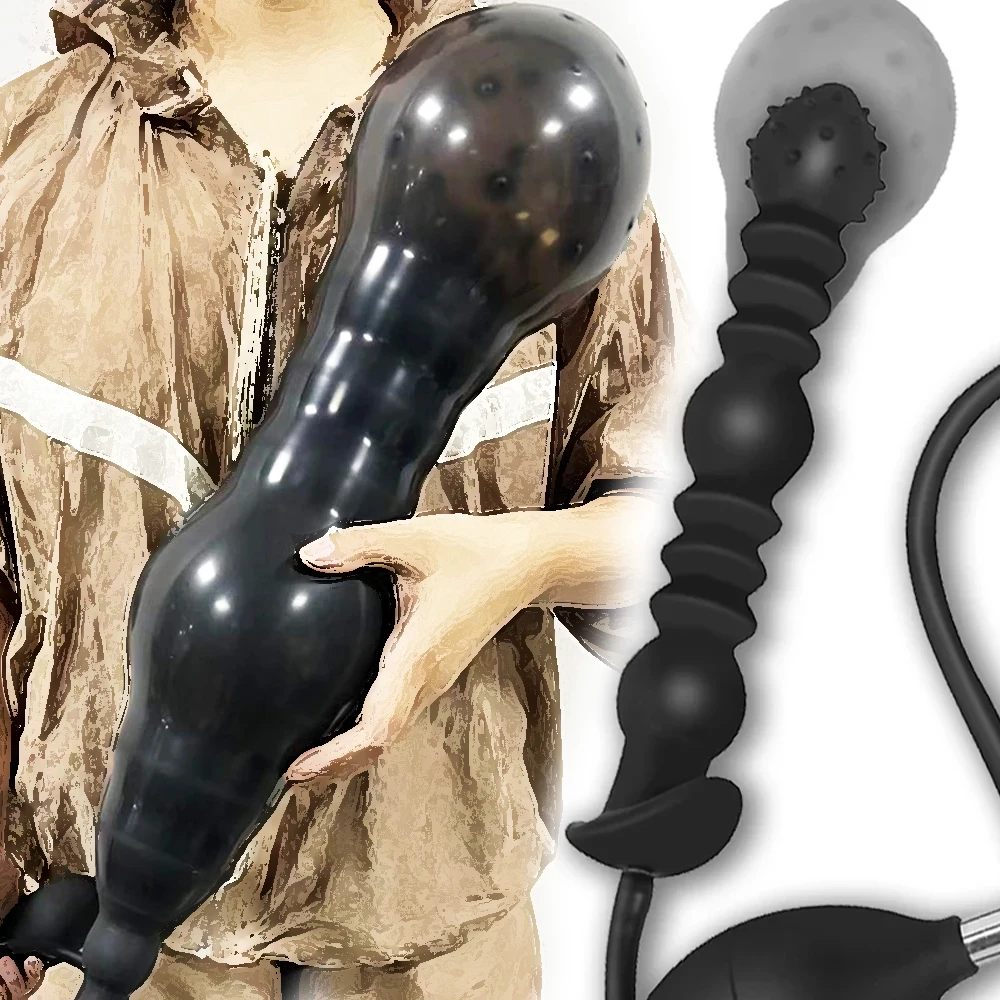 Huge Inflated Anal Plug Vagina Anus Dilator Silicone Butt Plug Inflatable Anal Plug Expandable Butt Dilator Adult Sex Toys