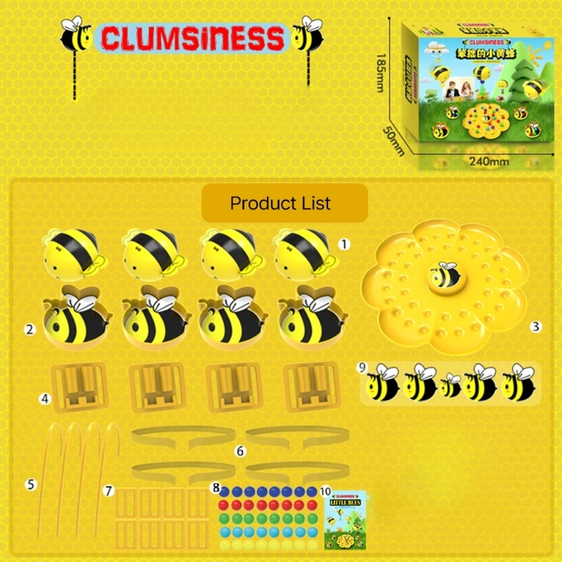 

Montessori Board Game Honeybee Fishing Game Toy Desktop Game Board Early Learning Toy Parents-Kids Fine Motor Skill Toy