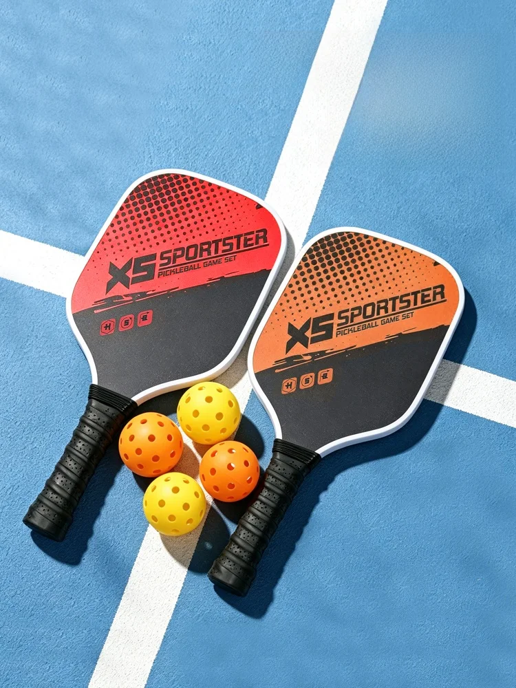 オレンジポプラウッド製ピクルボールラケットセット、初心者向けフルスポーツ用品、親子で遊べるダブルクリケット練習用ピクルボール