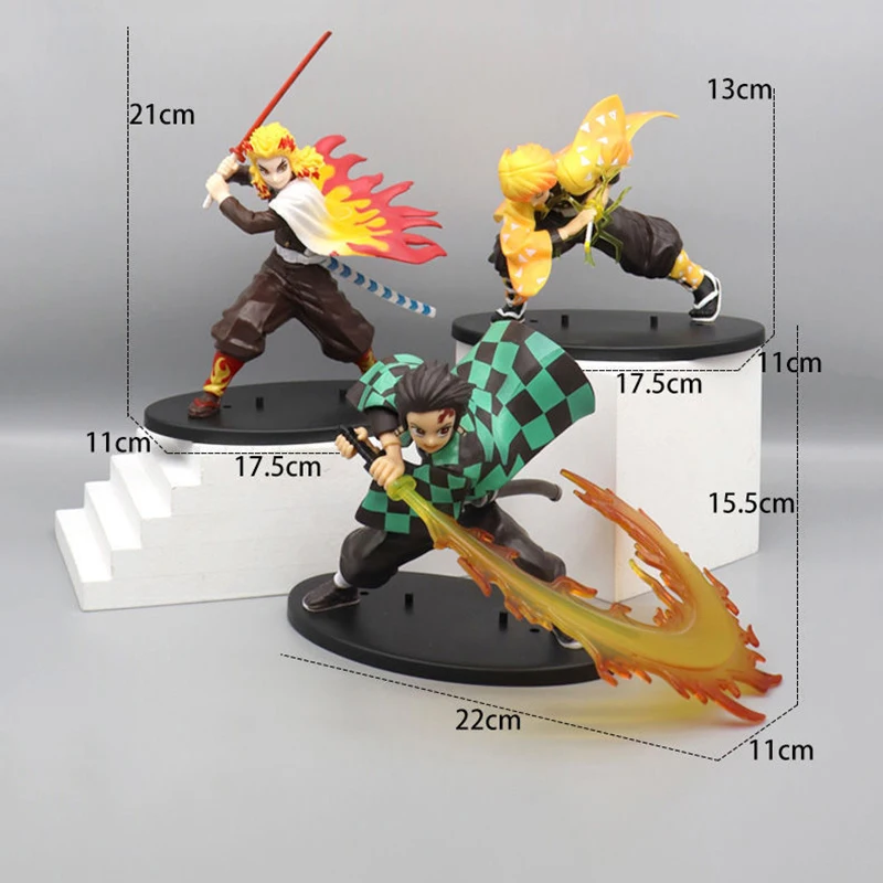 Hot Demon Slayer Anime Figure Tanjirou Agatsuma Zenitsu Kyoujurou Anime Model Action Figure PVC Collection Toy for Kids Gift Hot