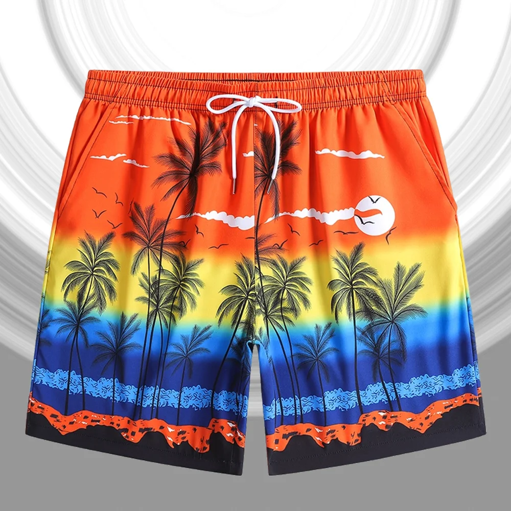 

Летние мужские пляжные шорты больших размеров, повседневные модные свободные шорты, укороченные шорты для отдыха, спортивные быстросохнущие шорты из ледяного шелка