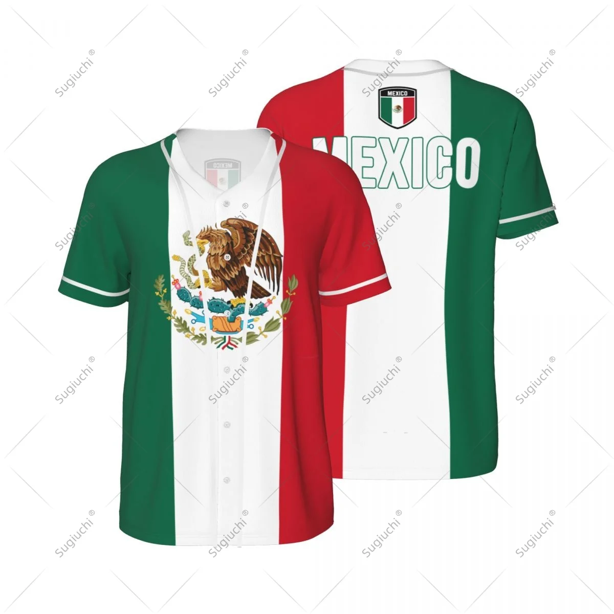 3D Printed Mexico Flag Men Baseball Jerseys Mesh Sports T-shirt Tees Custom Name Nunber