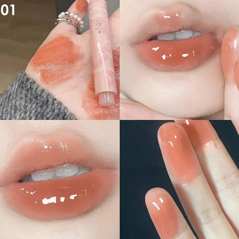 6 Farben Lippenstift Stift Gelee Spiegel Wasser lippe feuchtigkeit spendend dauerhafte Glasur Kosmetik Mädchen Lip gloss Tönung Schönheit sexy l m8t3