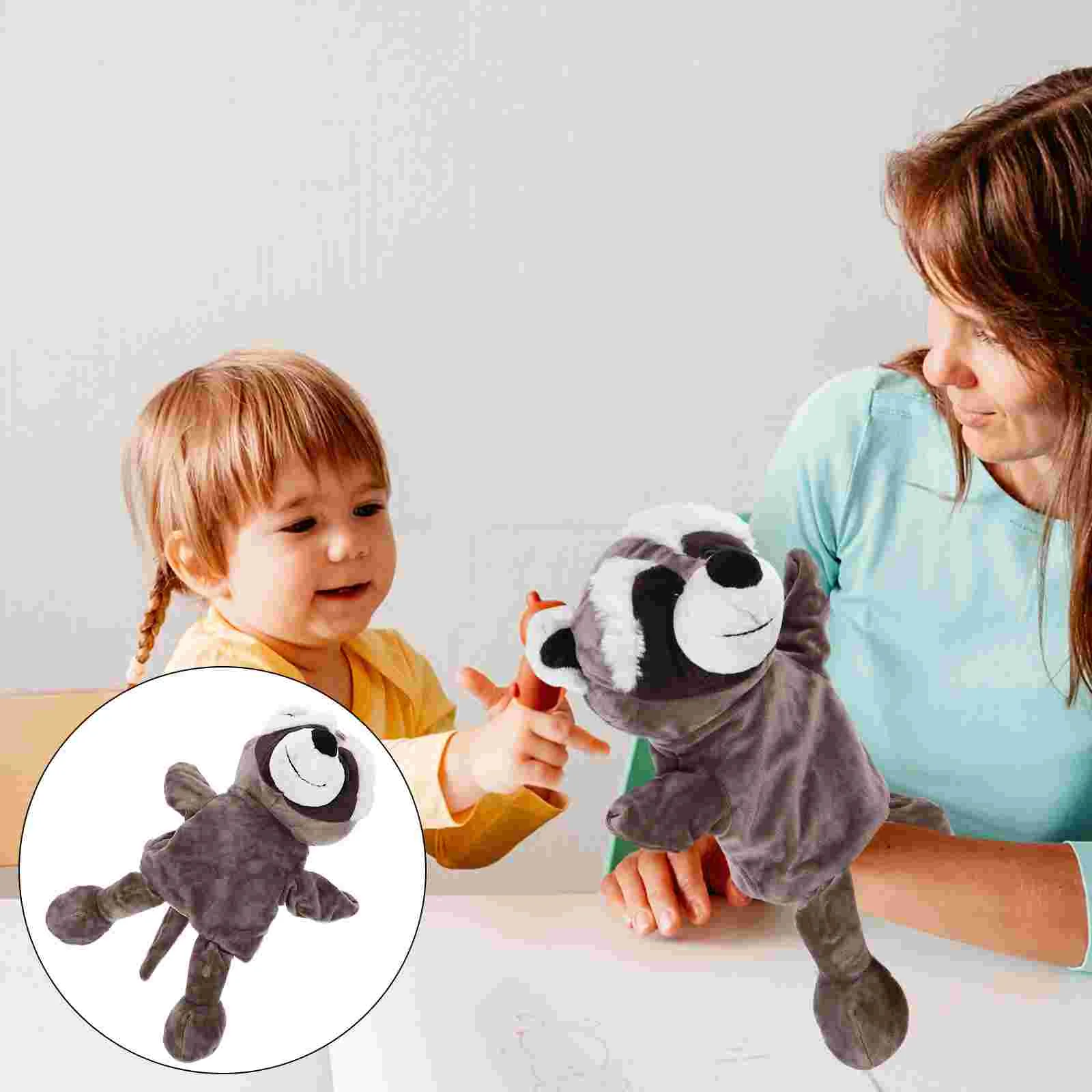 

Raccoon Hand Puppet Interactive Toy Plush Animal Creative Puppets Emulated Parent-child Cartoon