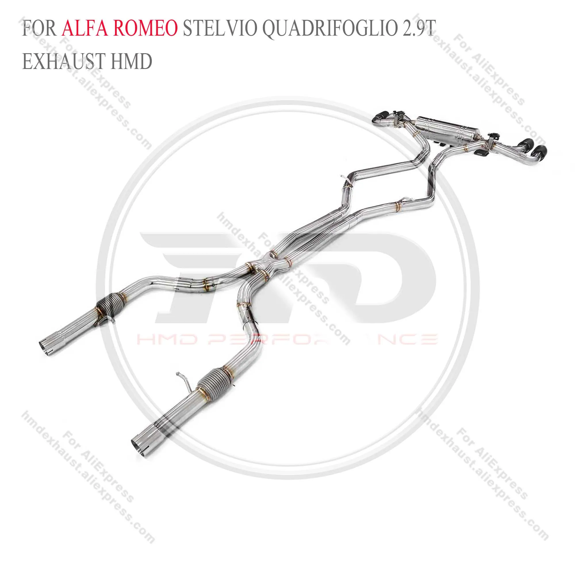 HMD Stainless steel Exhaust System Performance Catback for Alfa Romeo Stelvio Quadrifoglio 2.9T  Auto Accesorios Electronic