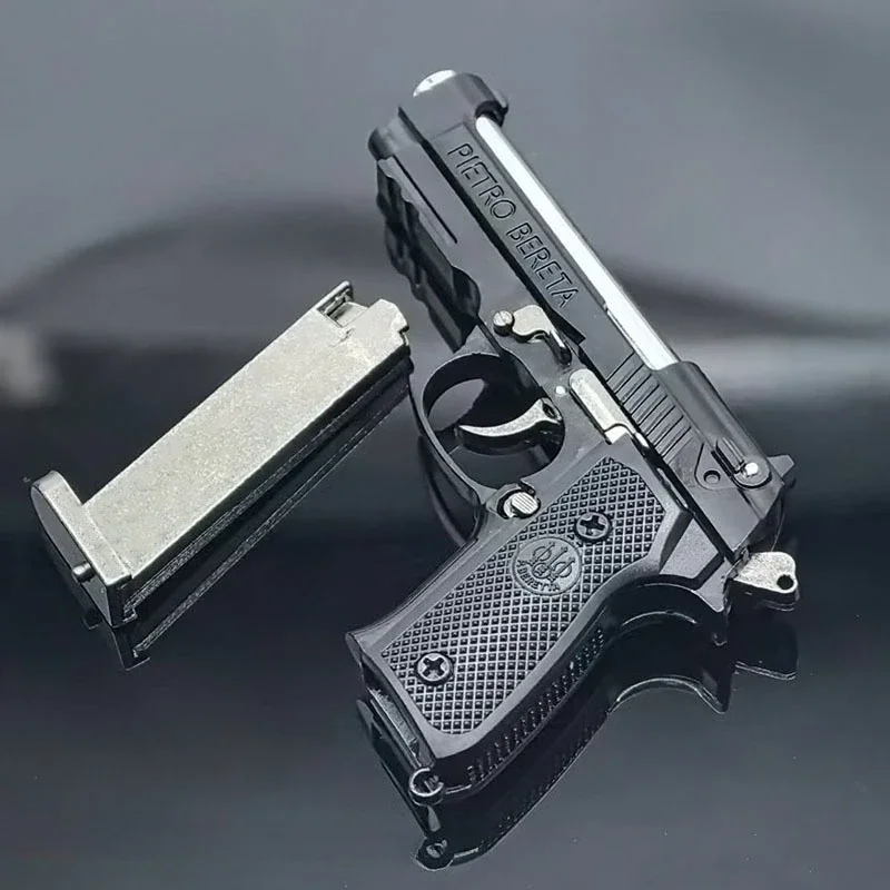 New 1:3 Metal Pistol Detachable M92A1 Gun Model Alloy Keychain Pop-out Version Decompression Toys for Men Figurines & Miniatures