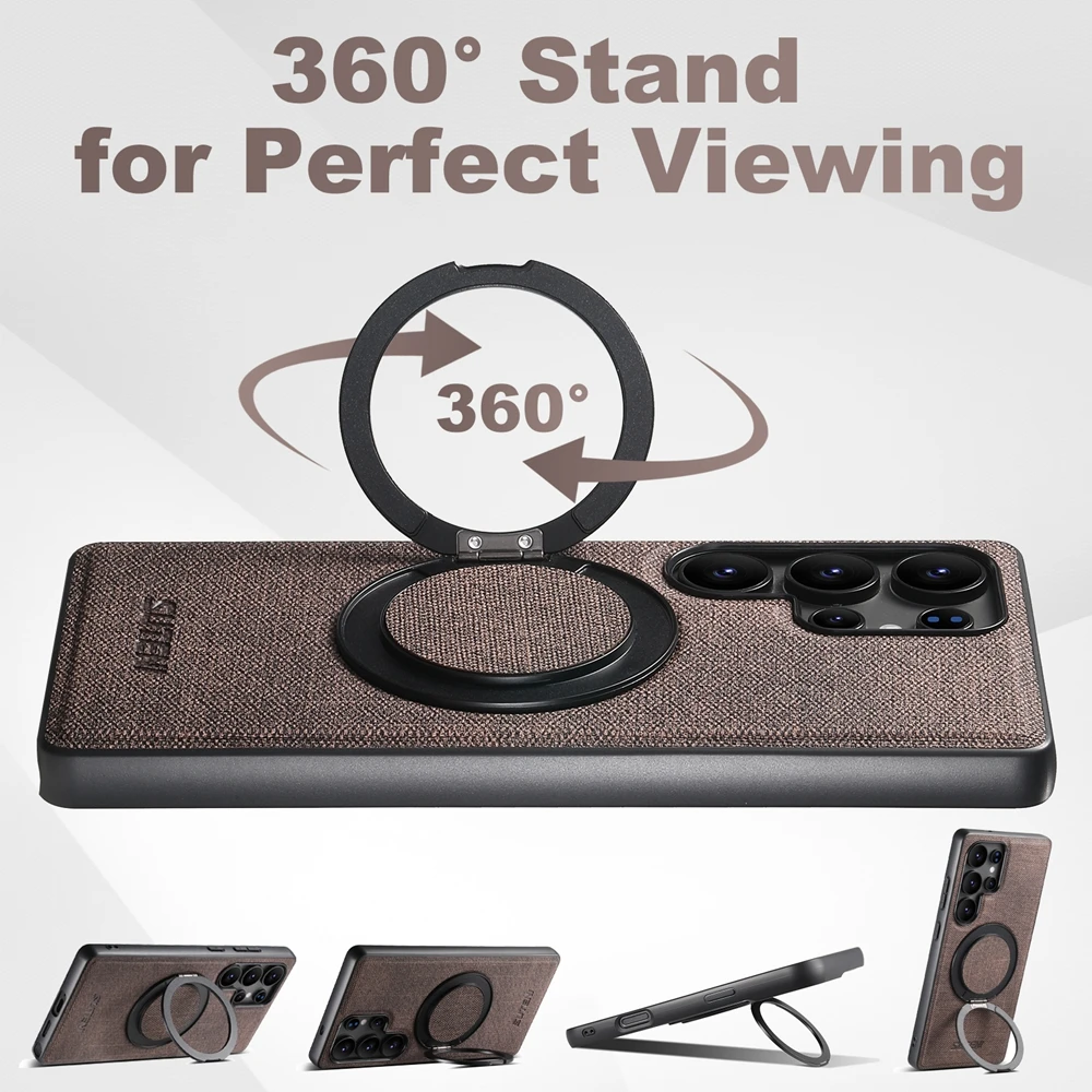 High Quality Busine Sle Bla Magnetic Phone Case for Samsung Galaxy S25 S24 S23 S22 Magsafe 360° Ring Bracket Protect Back Cover