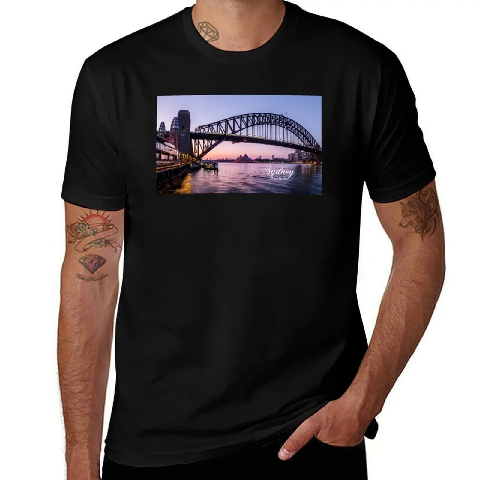 Sydney, Australia - Sydney Harbour and Landmarks T-Shirt t shirt man plain T-Shirt