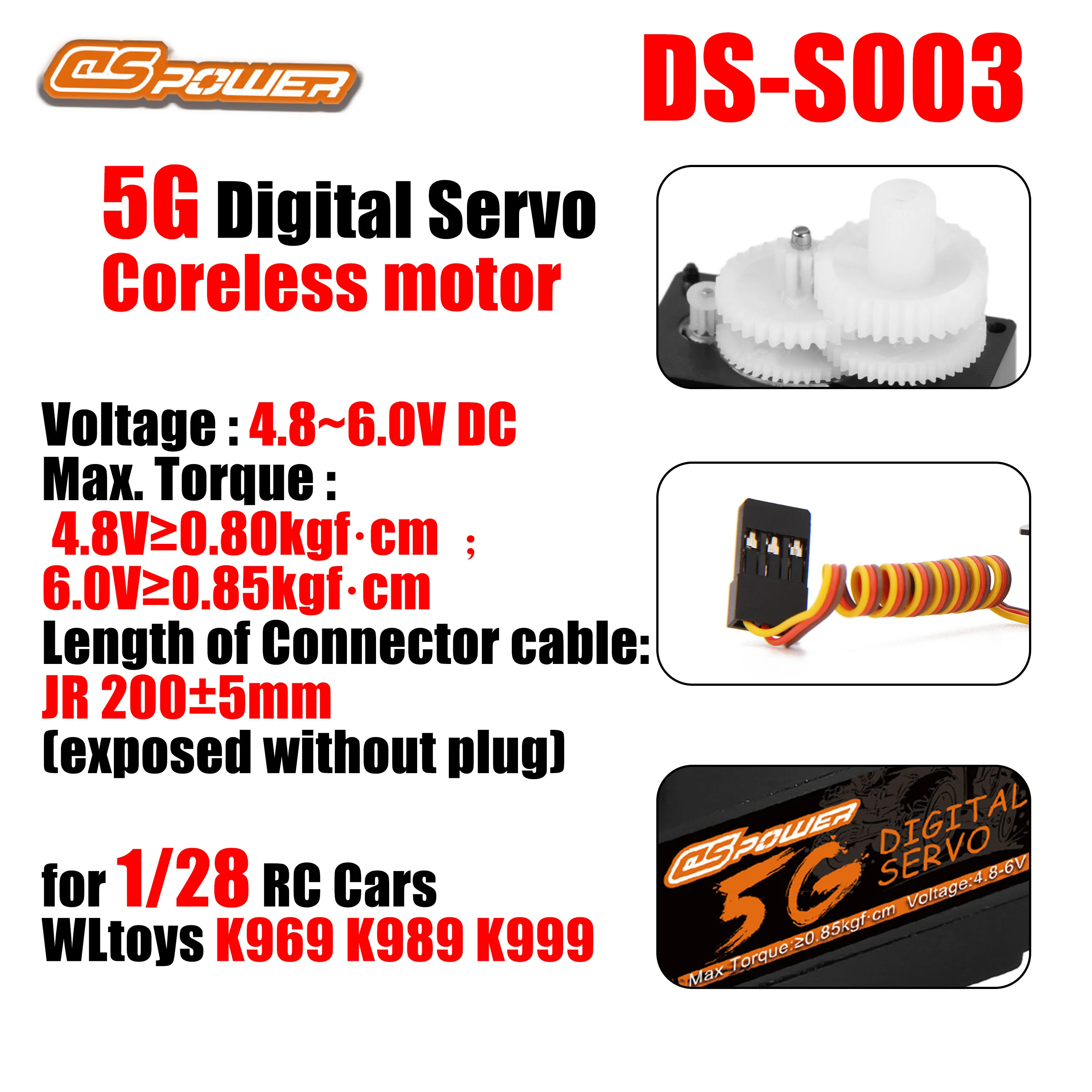 

DSpower 5g Coreless Motor Micro Digital Servo 4.8~6.0V for 1/28 RC Cars Airplanes Fixed-Wing WLtoys K969 K989 K999 Mini Robots