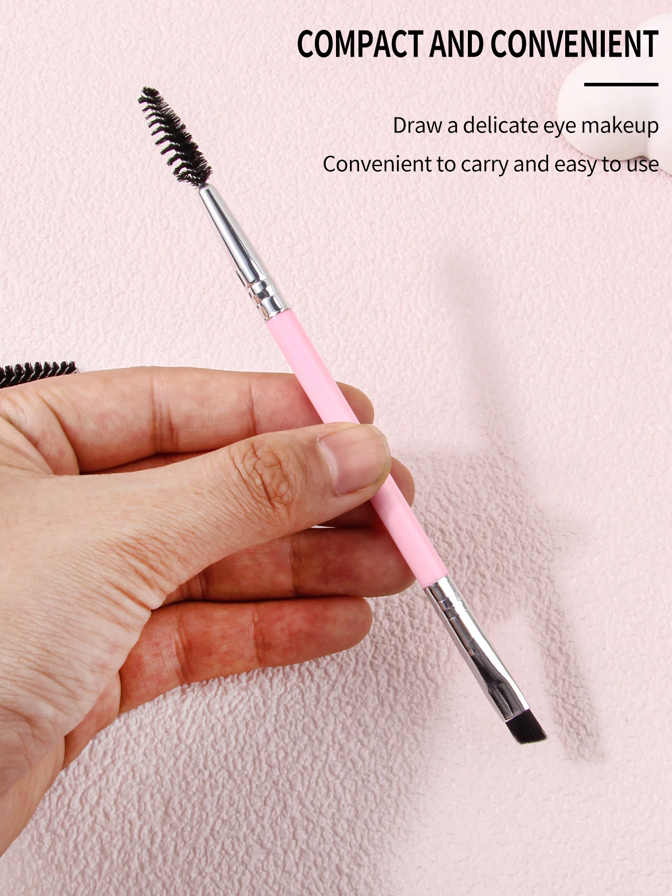 Double heads eyebrow brush and eyelash curler multi-function makeup brush