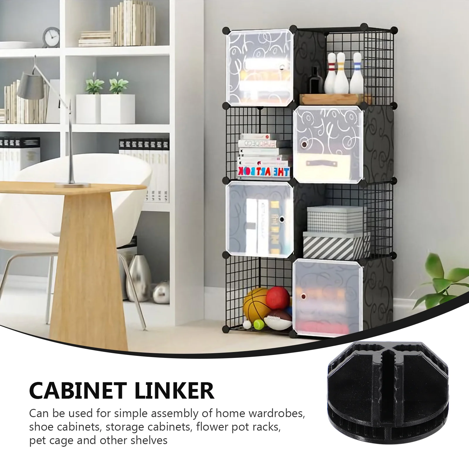 Organizer Buckle Storage Shelves Combine-unit Connector Collapsible Black Abs Wire Organizers for Cords