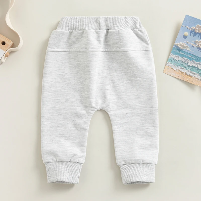 Baby Boys Sweatpants Elastic Waist Drawstring Solid Fall Trousers with Pockets for Casual Daily