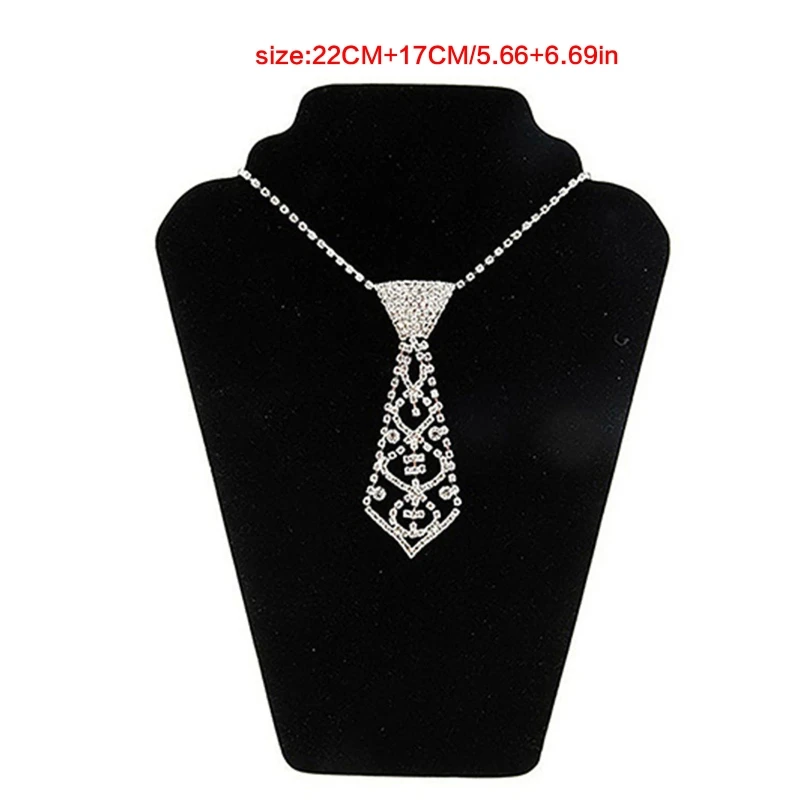 Women Sexy Glitter for rhinestone Necktie with Adjustable Chain Jewelry Necklace