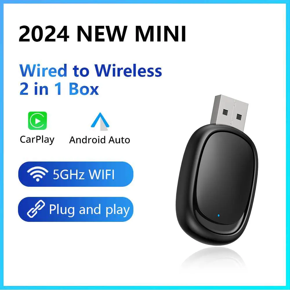 

Wireless Smart Mini Box Wireless CarPlay Car Adapter for iPhone Android CarPlay Convenient Plug and Play Wireless Adapter