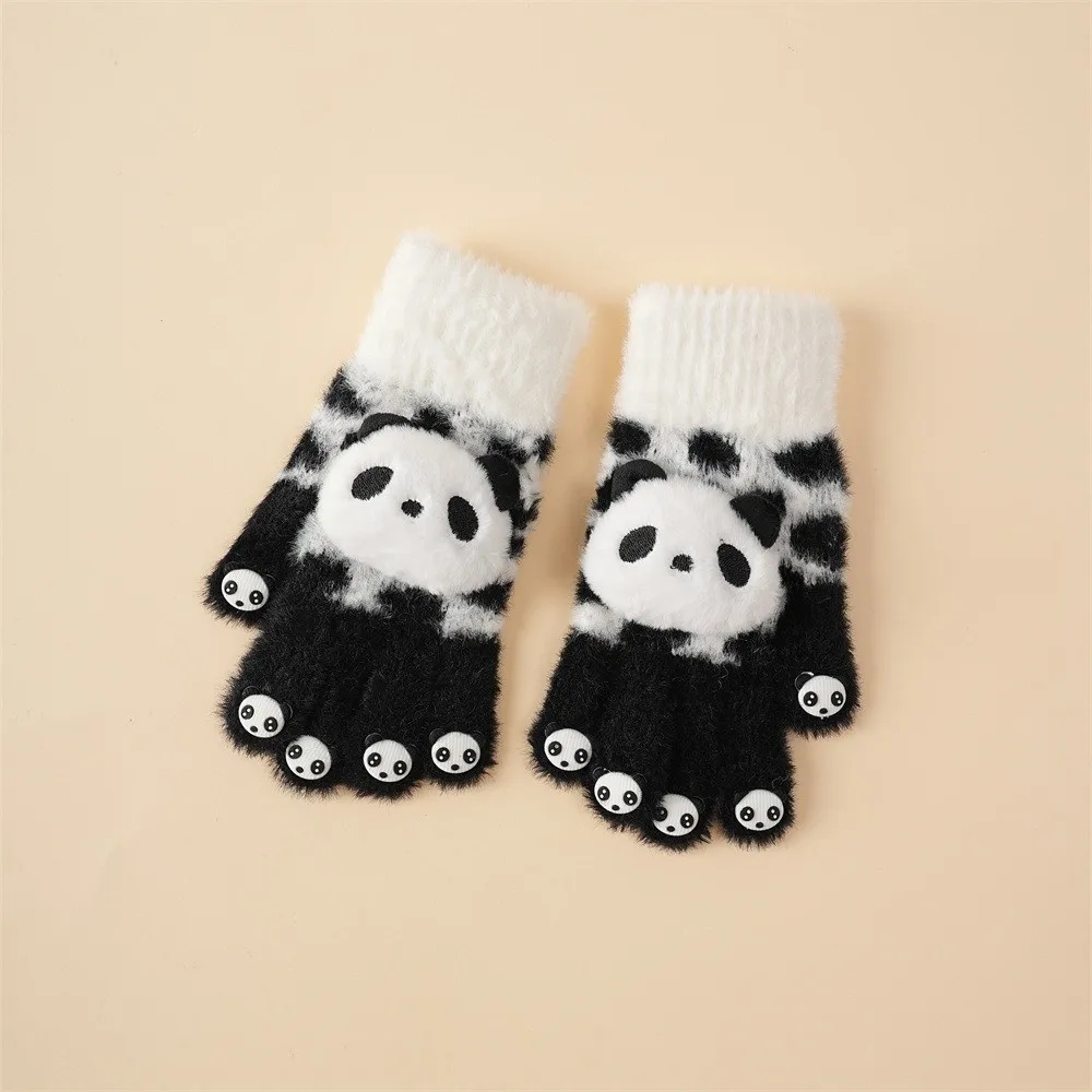 1pair Hand Gloves Winter Gloves Knit Fabric Thickened Warm Touchscreen Gloves Ribbed Cuffs Open Fingertips