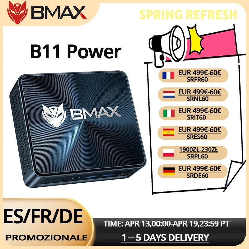 BMax Mini B11 Power Mini PC: Intel Core Ultra 7 155H, Intel Arc Graphics, 24GB LPDDR5, 1TB NVMe SSD, Windows 11