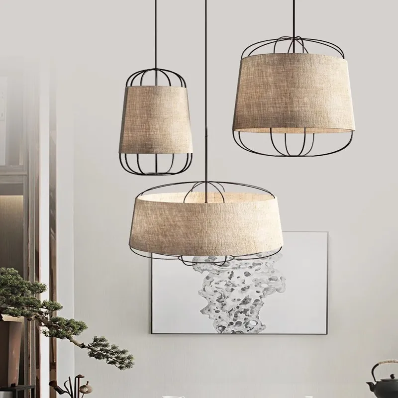 Modern Minimalist Fabric Pendant Lamp, Creative Traditional Lampshade for Home, Hotel