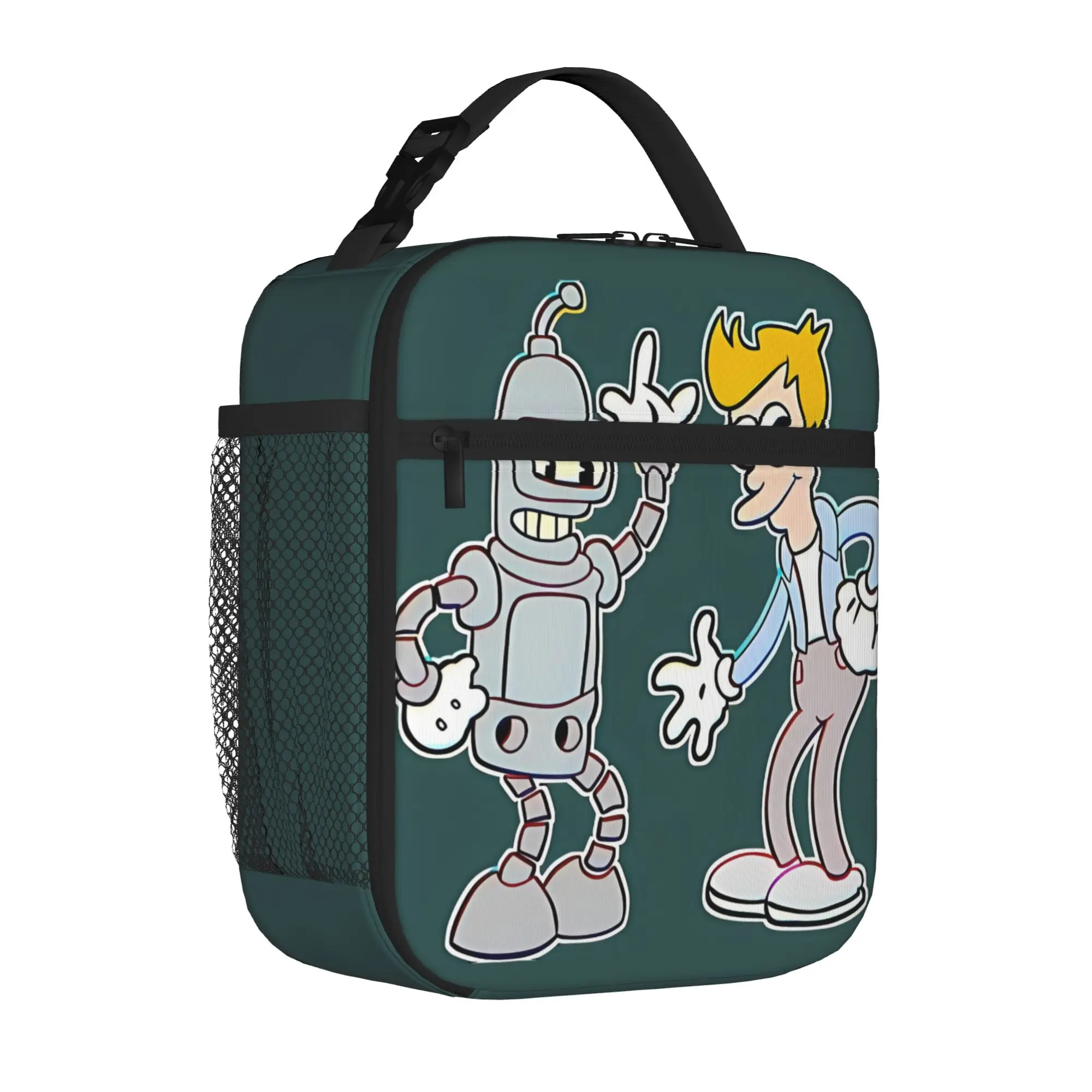 1 Piece For Students Food Container BENDER AND FRY Portable Pocket Futurama Zipper Closure Aluminum Foil Food Pouch For Travel