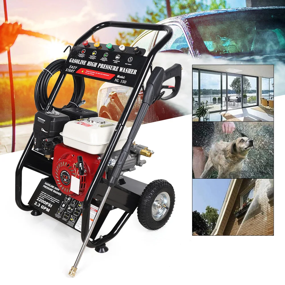 Petrol High Pressure Washer Gasoline Engine Jet Cleaner 170-190 bar 6.5hp 4900W