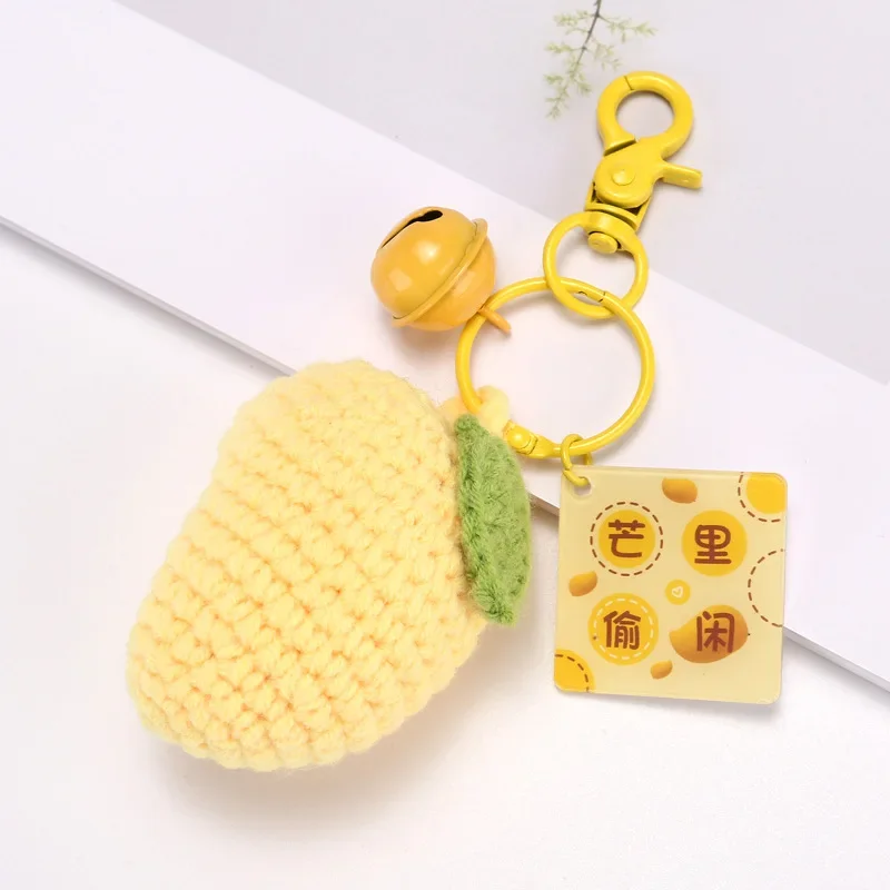 Lemon Crochet Keychain Cute Fruit Knitted Llaveros Crochet Woven KeychainsCreative Bag Pendant Car Key Chain