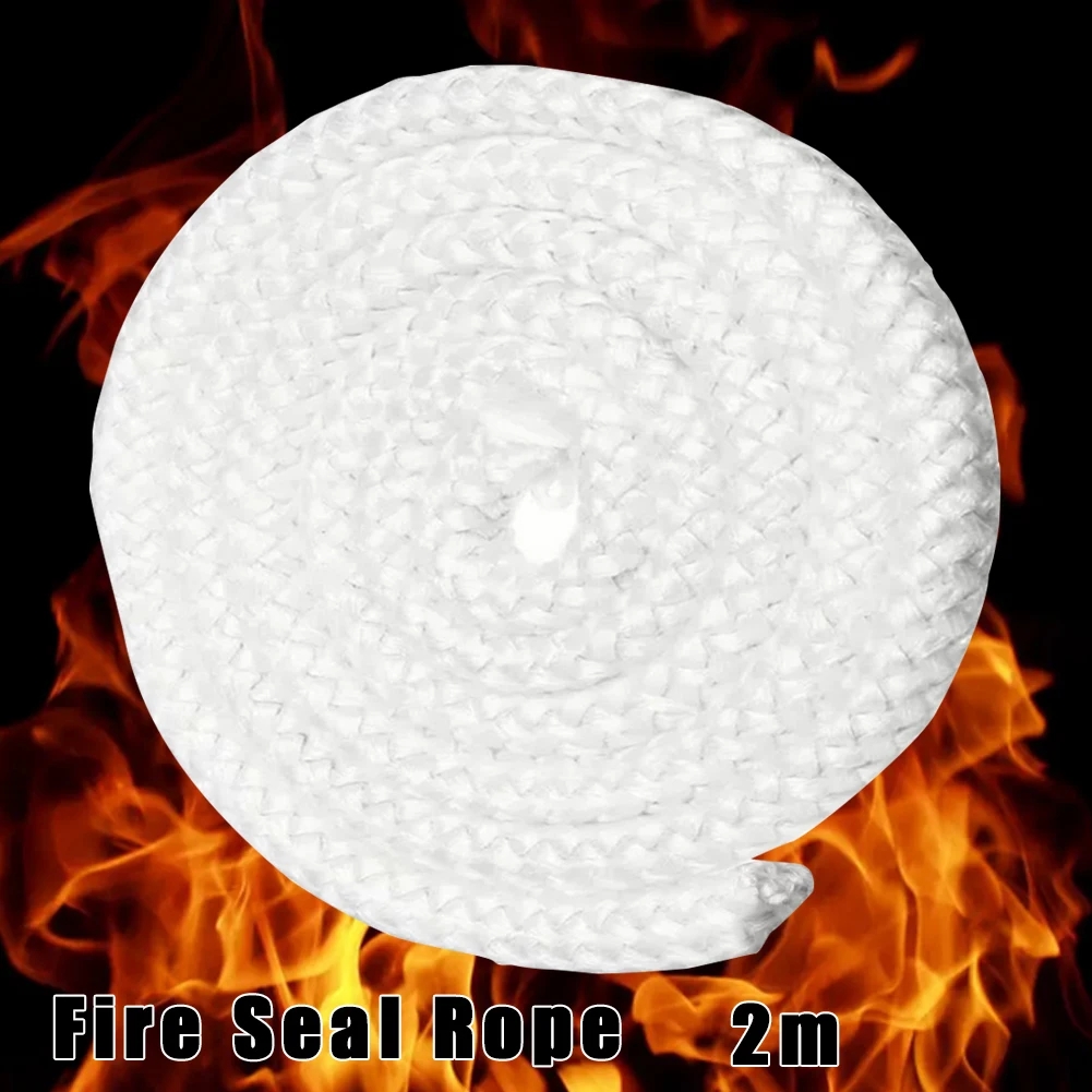 2M Fireplace Sealing Rope White Stove Fire Rope Wood Burning Stove Log Burner Door Seal High Temperature Resistance 6/8/10/12mm