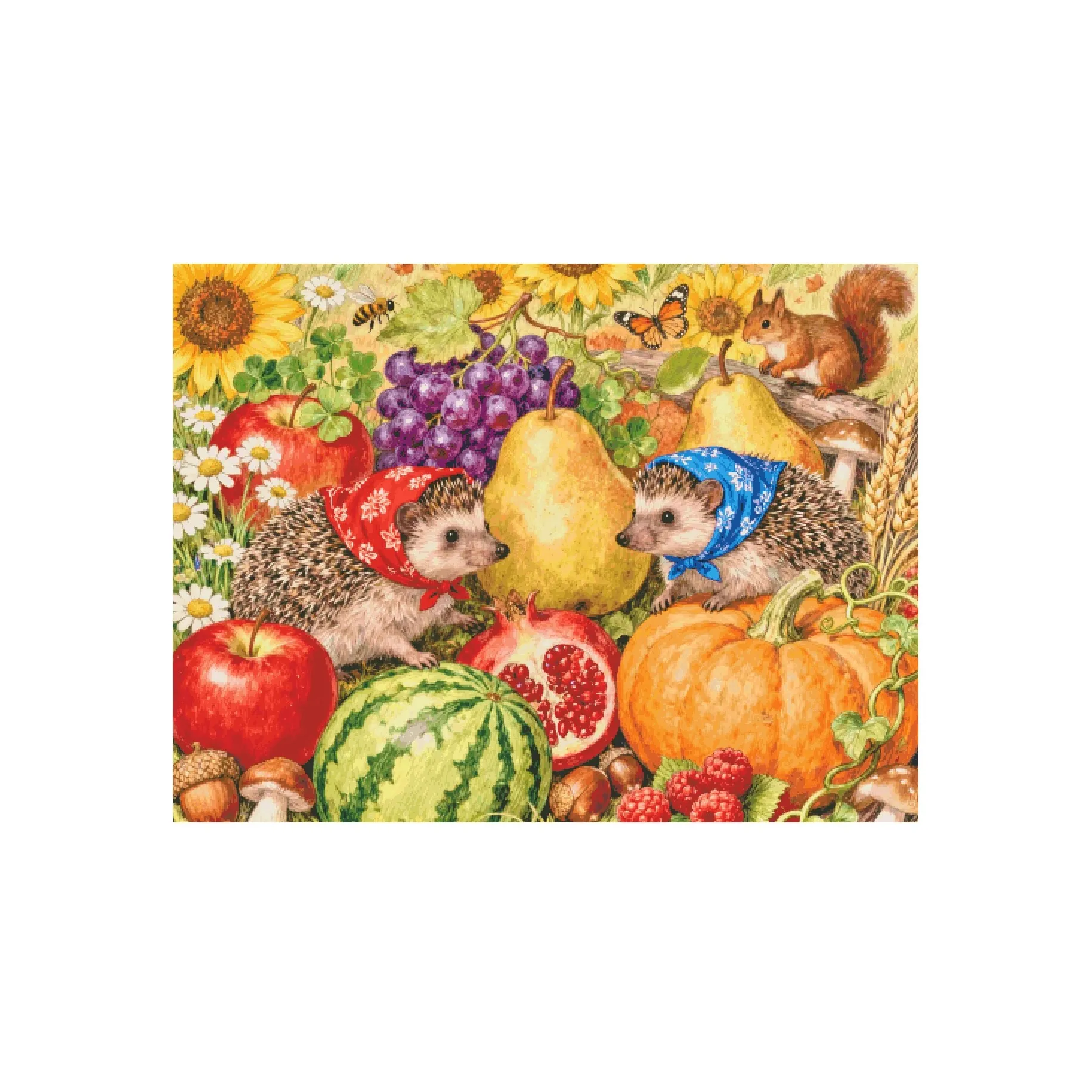 

ZZ7965- Hedgehog Harvest Season 14CT 16CT 18CT Printed On Canvas Cross Stitch DIY Set Needlework Embroidery 157 Colors