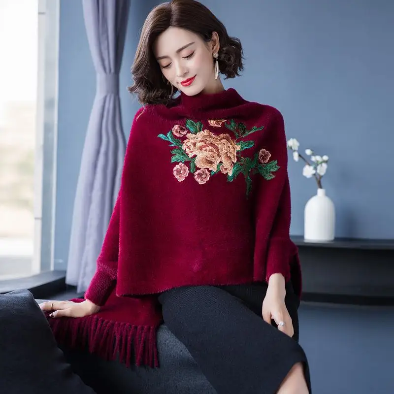 

Red Imitation Mink Fur awl Women's Winter Warmth Faion Accory Unbranded Other Fabric Winter 2023 Collection
