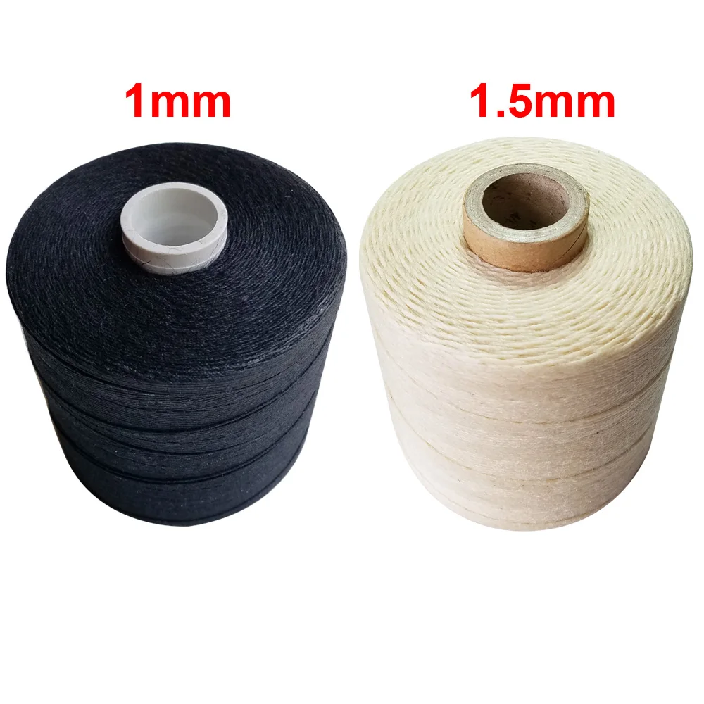 Natural 100% Linen Waxed Threads Diameter 1mm-1.5mm weight 500g Cone Twine Cords for Sewing Handmade