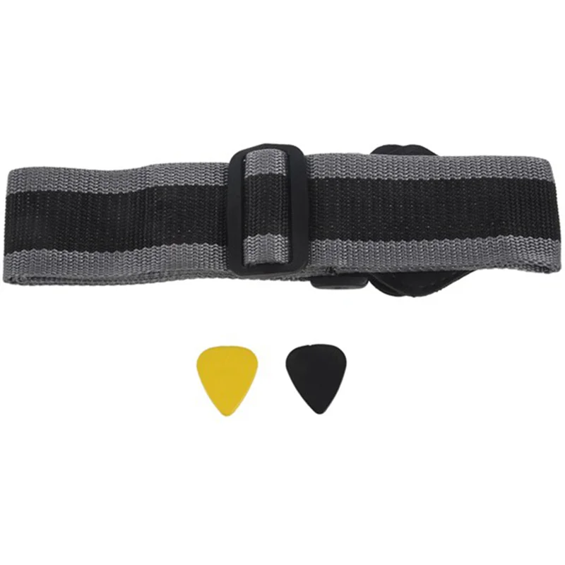 Adjustable Soft Electric Guitar Strap Black with 2 Picks Guitar Strap Guitar Pick Clip Acoustic Guitar Bass Strap