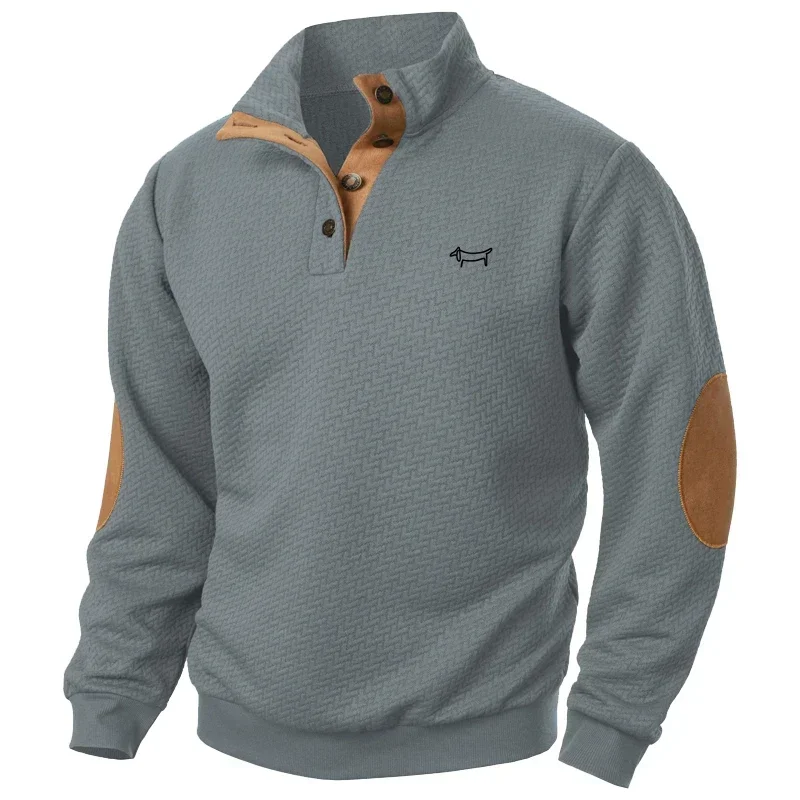 Autumn New Men's Golf Sweatshirt Stand Button Pullover Casual Long Sleeve T-shirts Top Outdoor Streetwear Men Golf Clothing